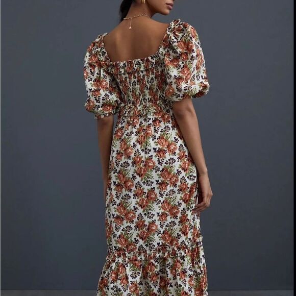 Love the Label fall floral puff sleeve maxi dress small - Picture 2 of 4